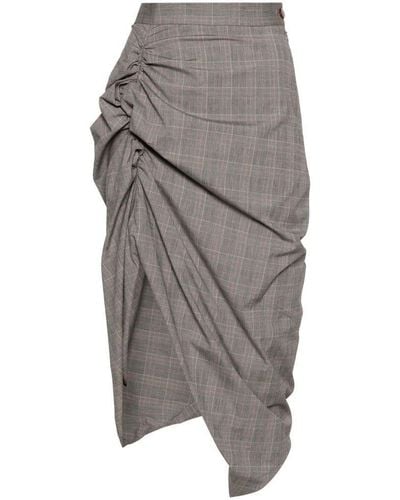 Vivienne Westwood Prince Of Wales Cotton Midi Skirt - Grey