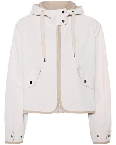 Brunello Cucinelli Cotton Blend Hooded Jacket - White