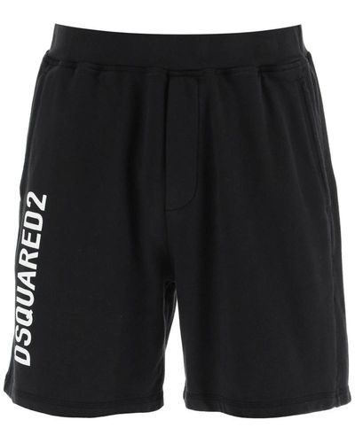 DSquared² Jersey Bermuda Shorts With Logo - Black