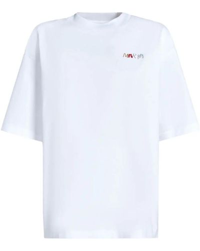 Marni Bead-logo Detail Cotton T-shirt - White
