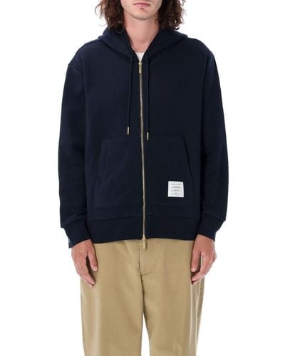 Thom Browne Hooded Zip-Up Pullover - Blue