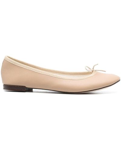Repetto Bow-detail Leather Ballerina Shoes - Pink