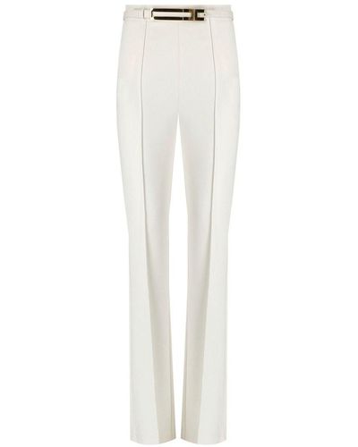 Elisabetta Franchi Pants With Belt - White