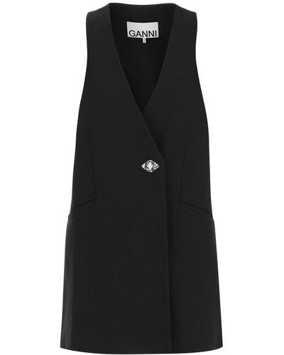 Ganni Organic Cotton Vest Dress - Black