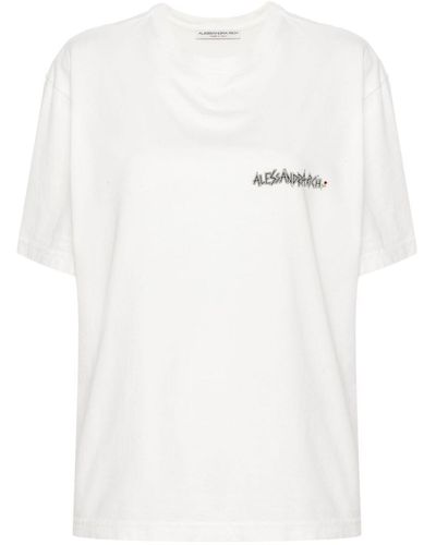 Alessandra Rich Multicolor Cotton T-Shirt - White