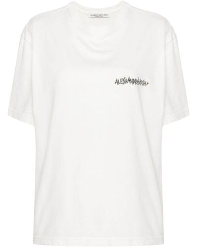 Alessandra Rich Multicolour Cotton T-Shirt - White