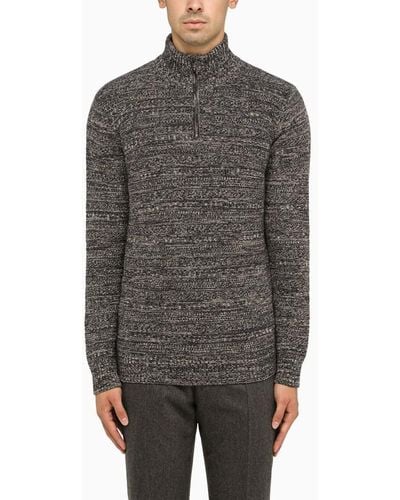 Loro Piana Melange Cashmere Turtleneck Sweater - Grey
