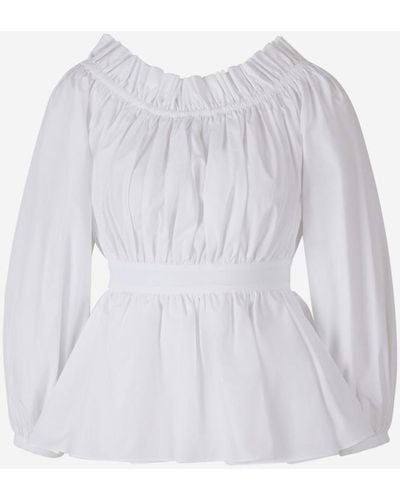 Alexander McQueen Puffed Sleeves Blouse - White