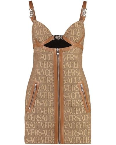 Versace Jaquard Mini Dress - Brown