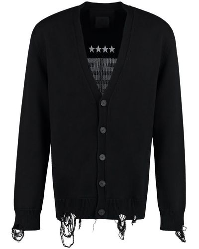 Givenchy Intarsia Detail Cotton Cardigan - Black