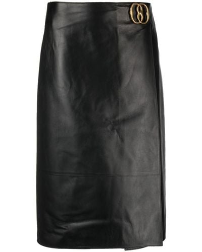 Bally Leather Midi Skirt - Black