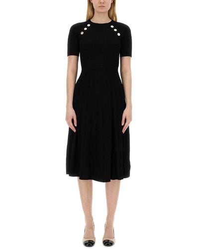 Michael Kors Stretch Knit Longuette Dress - Black