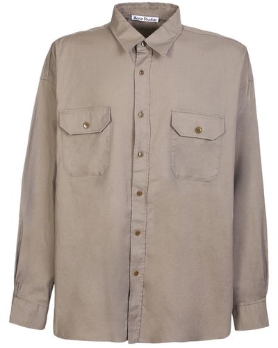 Acne Studios Logo-print Button Up Shirt From - Brown