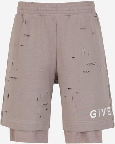 Givenchy Logo Cotton Bermuda Shorts - Gray