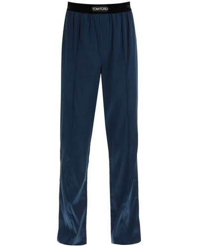 Tom Ford Silk Pyjama Trousers - Blue