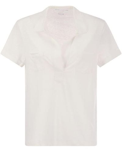 Majestic Filatures Short-sleeved Linen Polo Shirt - White