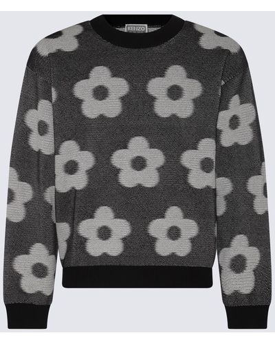 KENZO Grey Cotton Flower Spot Sweater