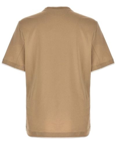 Brunello Cucinelli Double Layer T-Shirt - Natural