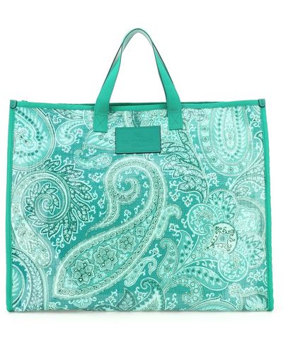 Etro Bandana Print Xl Shopping Bag - Green