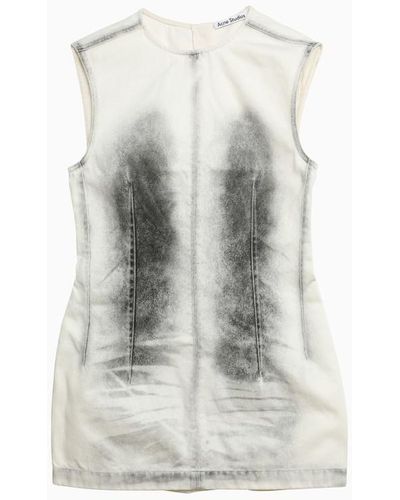 Acne Studios Black/white Denim Short Dress - Gray
