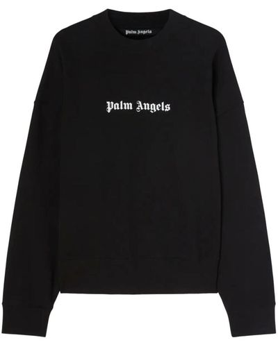 Palm Angels Logo Cotton Sweatshirt - Black