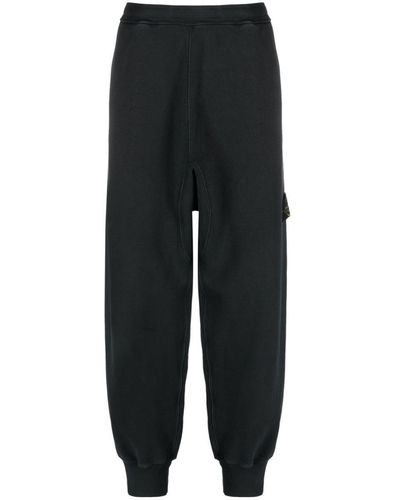 Stone Island Compass-patch Cotton Track Trousers - Black