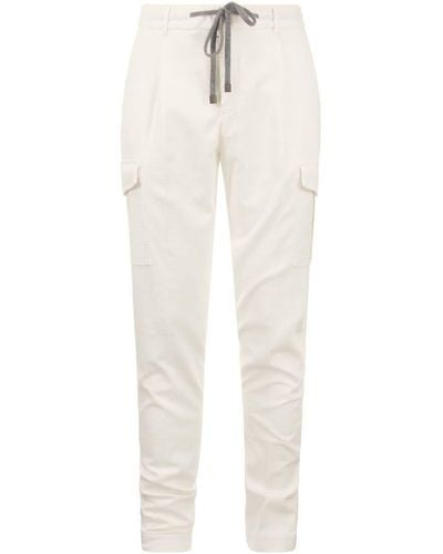 Peserico Velvet Cargo Jogger Pants - White