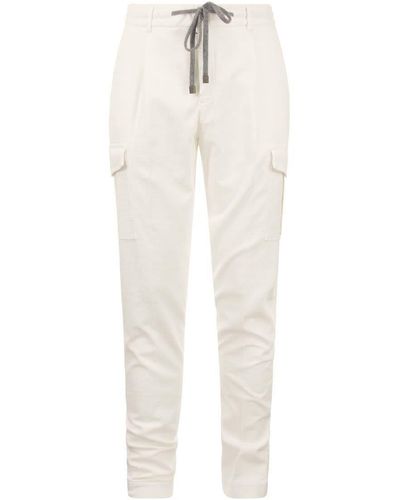 Peserico Velvet Cargo Jogger Pants - White