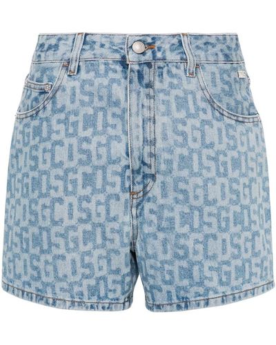 Gcds High-Waisted Denim Shorts - Blue