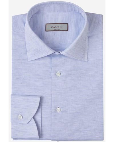 Canali Linen And Cotton Shirt - Blue