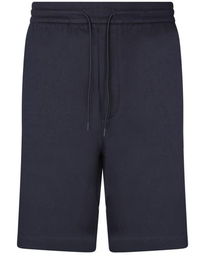 Emporio Armani Logo Cotton Shorts - Blue