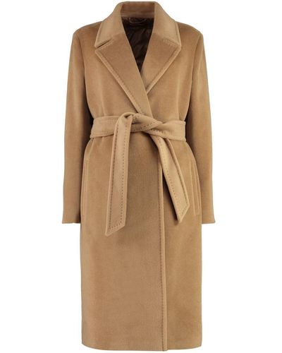 Max Mara Studio 'arte' Double Breasted Coat - Natural