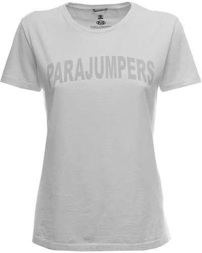 Parajumpers Woman's White Cotton T-shirt With Logo - Gray