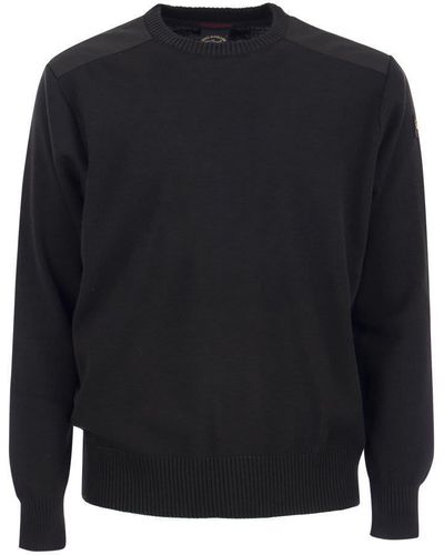 Paul & Shark Wool Crew Neck With Iconic Badge - Blue
