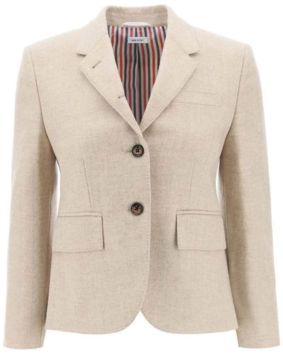 Thom Browne Short Wool Flannel Jacket - Natural