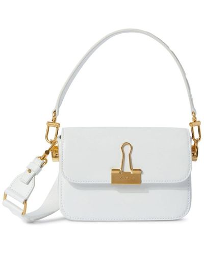 OFF-WHITE Binder Clip Shoulder Bag White Black Blue Pink in Leather with  Silver-tone - US