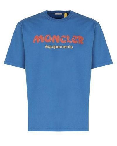 Moncler Genius Moncler Logo Cotton T Shirt - Blue