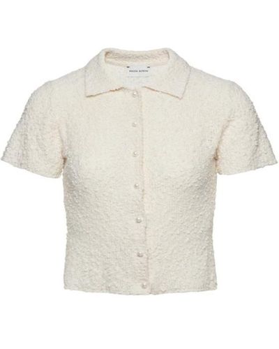 Magda Butrym Cream-Colored Bouclé Knit Button-Up Shirt - White