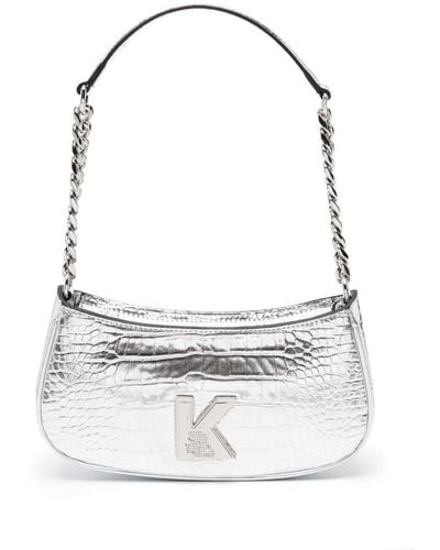 Karl Lagerfeld K/kameo Metallic Shoulder Bag - White