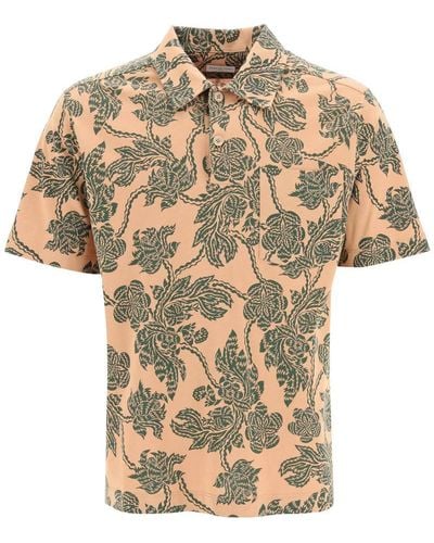 Dries Van Noten All-Over Flower Print Polo Shirt - Natural