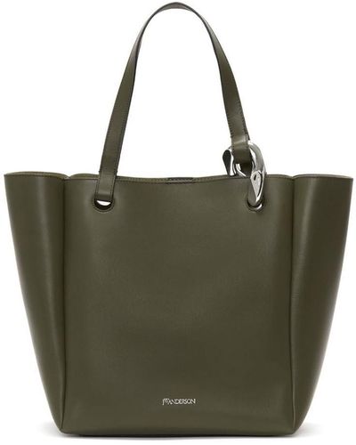 JW Anderson Chain Cabas Leather Tote - Green