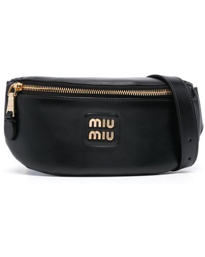 Miu Miu Logo-Lettering Leather Belt Bag - Black