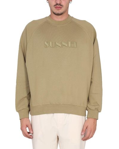 Sunnei Sweatshirt With Logo Embroidery - Natural