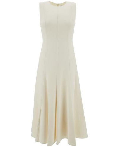 Theory Midi Sleeveless Dress With Pleated Skirt - White