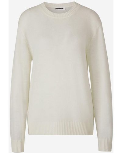 Jil Sander Knitted Wool Sweater - White