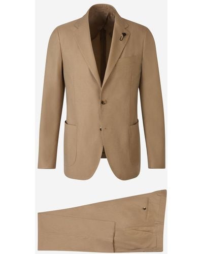 Lardini Plain Cotton Suit - Natural