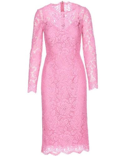 Dolce & Gabbana Lace Sheath Dress - Pink