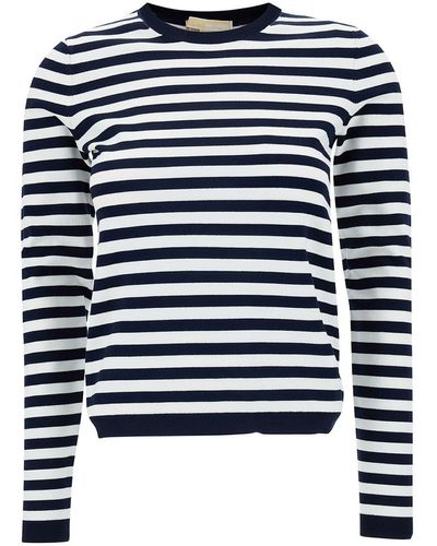MICHAEL Michael Kors And Striped Jumper With Logo Patch In - Blue