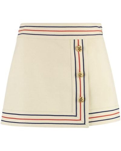 Gucci Striped-pattern Cotton-blend Mini Skirt - Natural