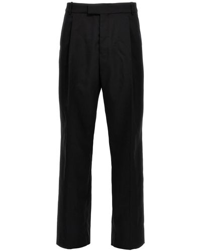 Alexander McQueen Gabardine Wool Trousers - Black